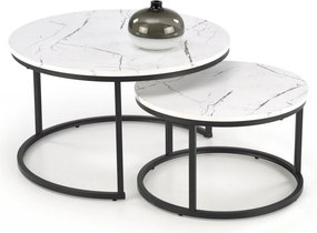 Set di 2 Tavolini da caffè Java effetto marmo bianco/nero