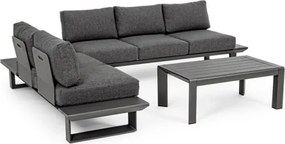 Salotto Angolare Da Esterno In Alluminio Con Cuscini E Tavolino Konnor Antracite Bizzotto