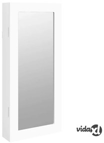 vidaXL Armadio Portagioie con Specchio a Muro Bianco 30x8,5x67 cm