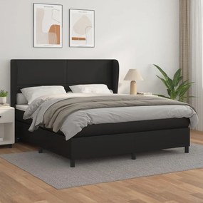 Giroletto A Molle Con Materasso Nero 160x200 Cm İn Similpelle /