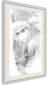 Poster  Mysterious Look (Grey)  Cornice Quadri Cornice d'oro con passe-partout, Larghezza x Altezza Home decor 20x30