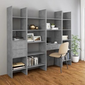 Libreria 4 pz Grigio Cemento in Truciolato