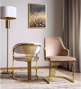 Sedia Alure in velluto Bluvel e struttura in acciaio inox dorato – 52x48x89 cm