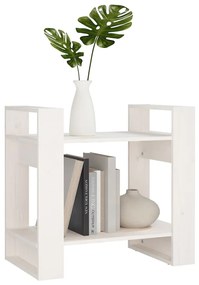Libreria/divisorio bianco 60x35x57 cm in legno massello di pino