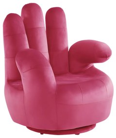 Poltrona a forma di mano girevole in velluto Fucsia - CATCHY