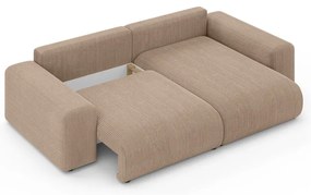 Divano angolare beige allungabile/con contenitore (con composizione variabile) con rivestimento in velluto a coste Luma – Ropez