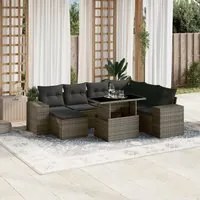 Set Divano da Giardino 8 pz con Cuscini Grigio in Polyrattan 3269330