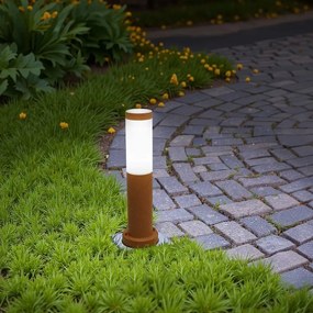 Paletto da Giardino 40cm, acciaio inox CORTEN, IK06, IP54, base E27 Base E27