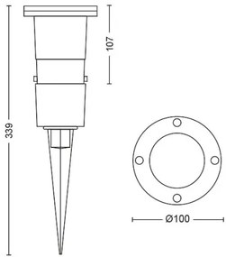 Philips 1748130P0 - Luce esterna a LED PULED 1xGU10/5W/230V IP44