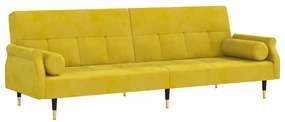 Divano letto con cuscini giallo in velluto
