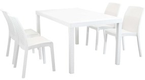 CALIGOLA - set tavolo in resina effetto rattan cm 150 x 90 x 74 h con 4 sedie Alma