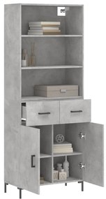 Credenza grigio cemento 69,5x34x180 cm in legno multistrato