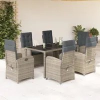 Set da Pranzo da Giardino 7 pz con Cuscini in Polyrattan Grigio 3212217