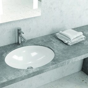 Lavabo sottopiano ovale 51cm in ceramica bianca | Litos-S650 - KAMALU