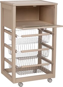 Carrello in legno portapane con cesti portafrutta LANDHELL Tortora