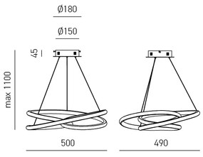 Sospensione Moderna Diva Alluminio Titanio 1 Luce Led 43W