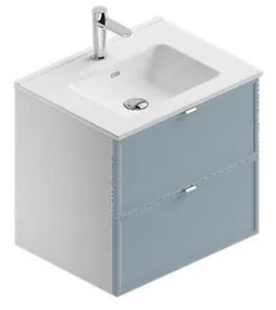 Mobile sottolavabo e lavabo Quadra per vasca centrale bianco-cielo in mdf L 60 x H 57 x P 46 cm 2 cassetti