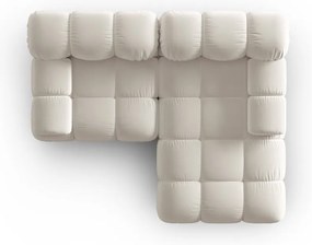 Divano angolare componibile beige (con penisola a destra) con rivestimento in velluto Bellis – Micadoni