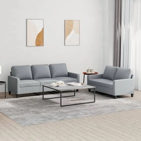 Set Di Divani 2 Pz Con Cuscini Grigio Chiaro İn Tessuto /