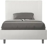 Letto imbottito 1 piazza e mezza 120x210 cm Goya - Senza rete,Bianco,Similpelle