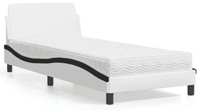 Letto con materasso nero e bianco 80x200 cm in similpelle