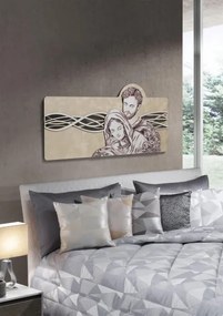 Quadro 59x119 cm Sacra Famiglia legno laminato figura stampata oro
