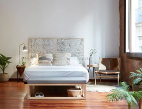 Kave Home - Testiera Kron con piedi in legno massello di mango e gusci di cocco per letto da 160 cm