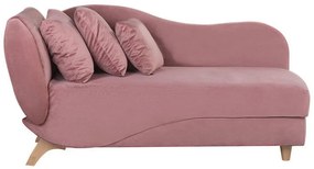 Chaise longue velluto rosa con contenitore lato sinistro MERI Beliani
