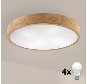Brilagi - Plafoniera LED CARVALHO 4xE27/60W/230V rovere Ø 57,5 cm