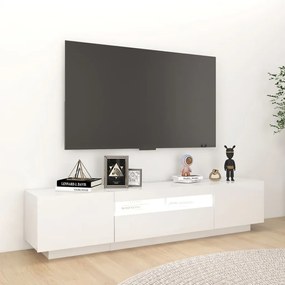 Mobile porta tv con luci led bianco lucido 180x35x40 cm