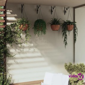 vidaXL Ganci per Cesti Pensili con Fioriere 4 pz Nero in Acciaio