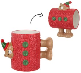 Tazza natalizia orso cappello 400 ml in ceramica