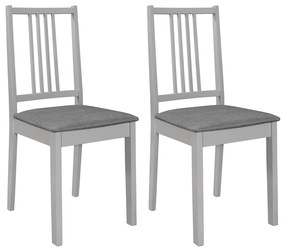 Sedie Da Pranzo Con Cuscini 2 Pz Grigie İn Legno Massello /