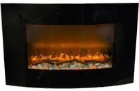 Camino Elettrico da Parete Effetto Fiamma 88,5x13,5x56 cm 900W/1800W Nero