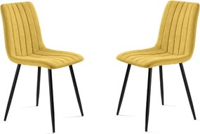 Sedia da pranzo in tessuto Giallo gambe metallo nere - KOLE 2 sedie