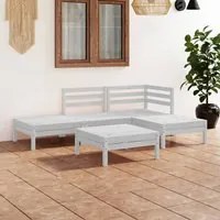 Set Divani da Giardino 5 pz in Legno Massello di Pino Bianco cod mxl 69714