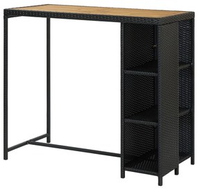Tavolo da bar con ripiani nero 120x60x110 cm in polyrattan