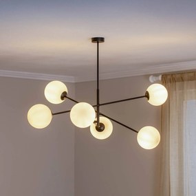 EMIBIG LIGHTING Plafoniera Linear, nero/opale, 6 luci