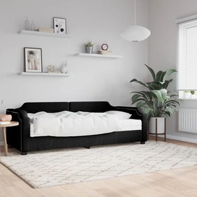 Divano Letto Con Materasso Nero 90x200 Cm İn Tessuto /