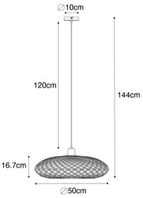 Lampada a sospensione orientale in bambù nero 50 cm - Ostrava