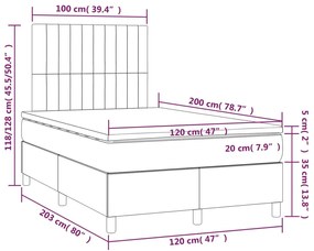 Letto a Molle con Materasso e LED Nero 120x200cm in Tessuto