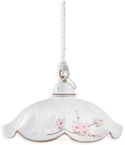 Lampadario Classico Belluno Ceramica E Ottone Satinato Decorato 1 Luce E27