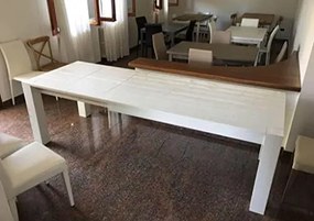 Tavolo da pranzo allungabile in legno abete bianco moderno 180 x 90