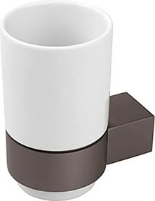 Bicchiere porta spazzolini a muro in acciaio grigio dal design moderno