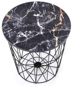Tavolino HARISSA 41x42 cm nero/nero marmor decor