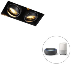 Faretto da incasso intelligente nero senza cornice 2 luci incl. Wifi GU10 - Oneon Honey