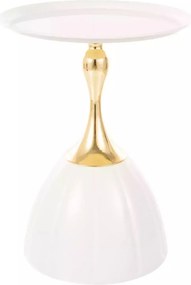 Tavolino Piana bianco e oro – Ø38x50 cm