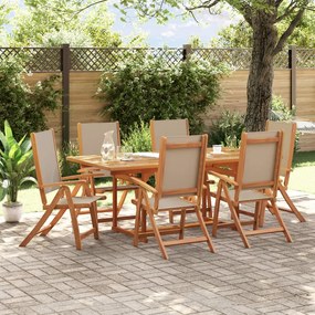 Set Pranzo Da Giardino 7pz Legno Massello Di Acacia E Textilene /