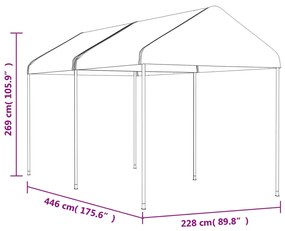 Gazebo con Tetto Bianco 4,46x2,28x2,69 m in Polietilene