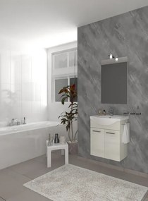 Mobile sottolavabo e lavabo con illuminazione Ginevra rovere bianco L 56 x H 70 x P 42.5 cm 1 vasca, 2 ante